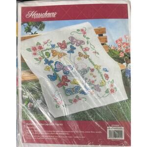 Herrschners Butterfly Garden Lap Quilt Top Kit, Stamped for Cross-Stitch
